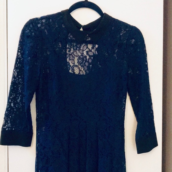 Blue, Lace BCBGeneration Peter Pan Collar Dress - Picture 3 of 6
